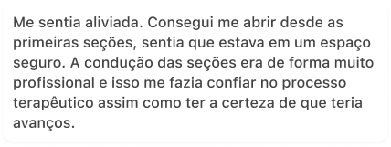 Depoimento de cliente satisfeita