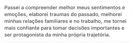 Depoimento de cliente satisfeita